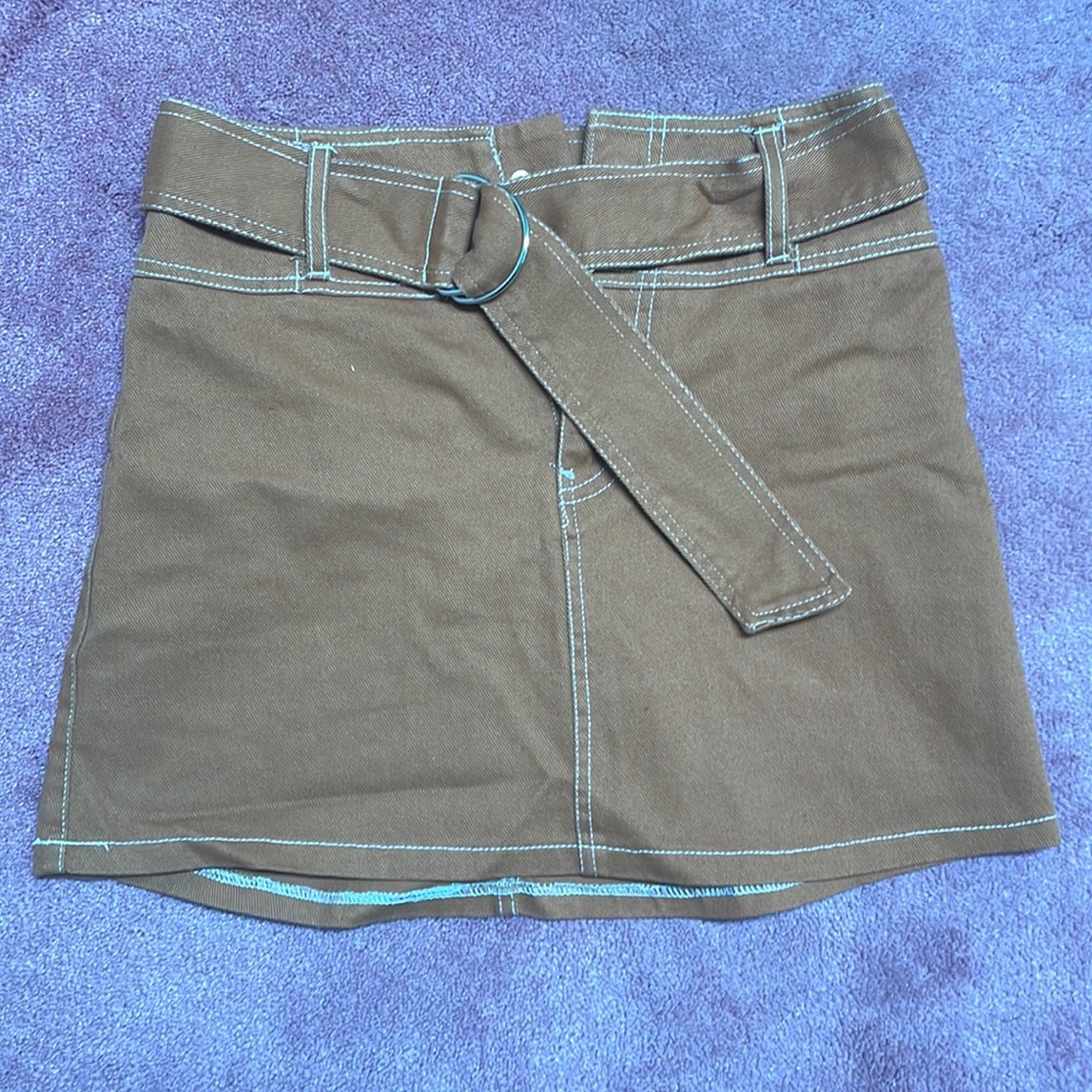 Brown/tan demin mini skirt